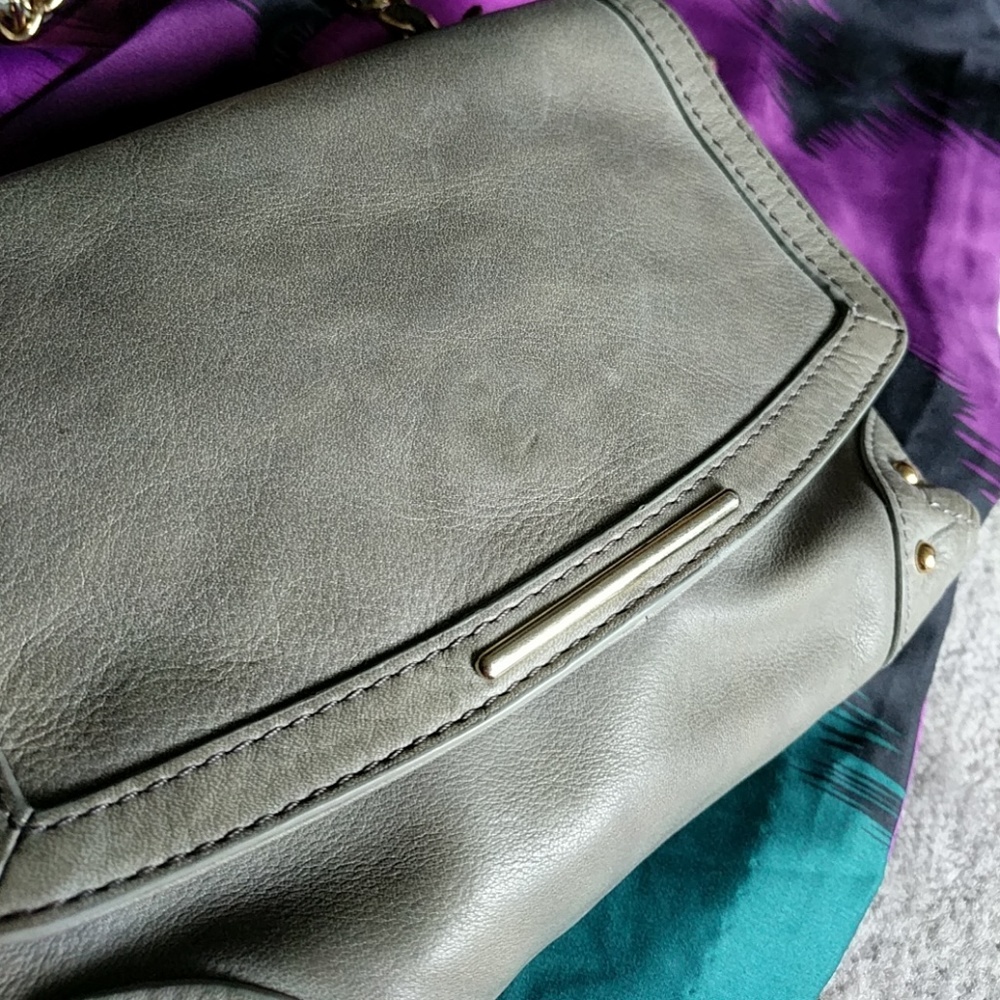 Gorjana Gray Leather Gold Chain Crossbody